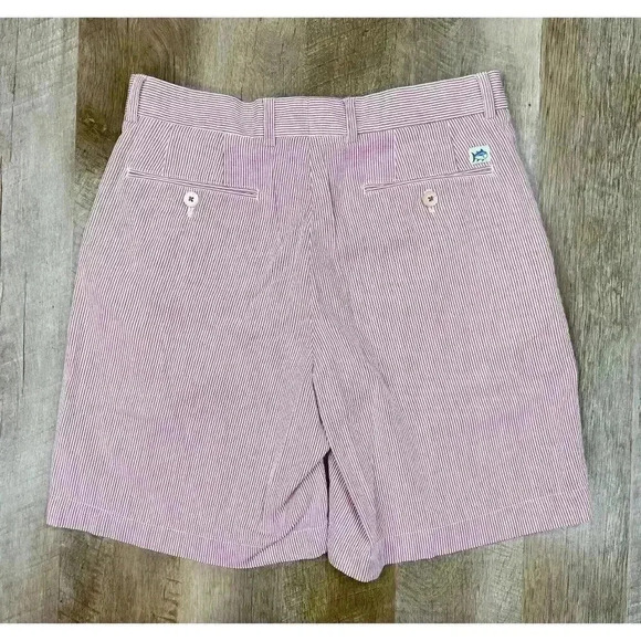 Southern Tide Shorts Mens 32 Skipjack Seersucker Red & White Striped Stretch - Picture 4 of 7